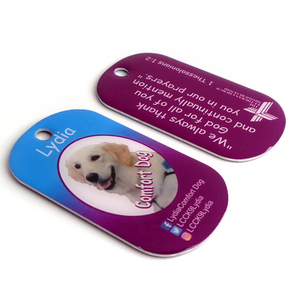 Etiqueta de perro colgante con logotipo de perro de metal grabado personalizado para regalo