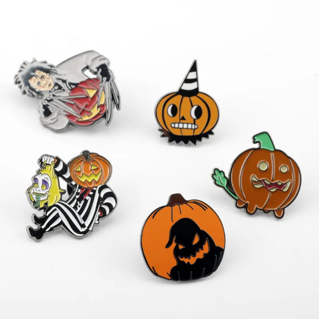 Pin de solapa duro de aleación de zinc de metal personalizado de alta calidad, pasadores de esmalte suave de Halloween