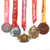 Medalla con logotipo 3D de oro de fútbol personalizado, fabricación OEM, carrera de 5K, premio deportivo de fútbol personalizado de Metal, medallas personalizadas con cinta