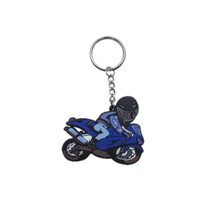 Llavero de Pvc con forma de motocicleta azul de goma personalizado Popular personalizado