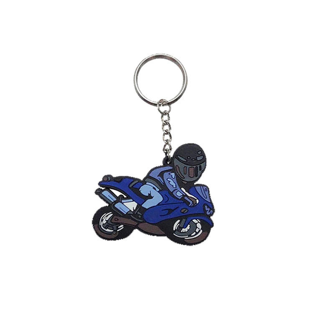 Llavero de Pvc con forma de motocicleta azul de goma personalizado Popular personalizado