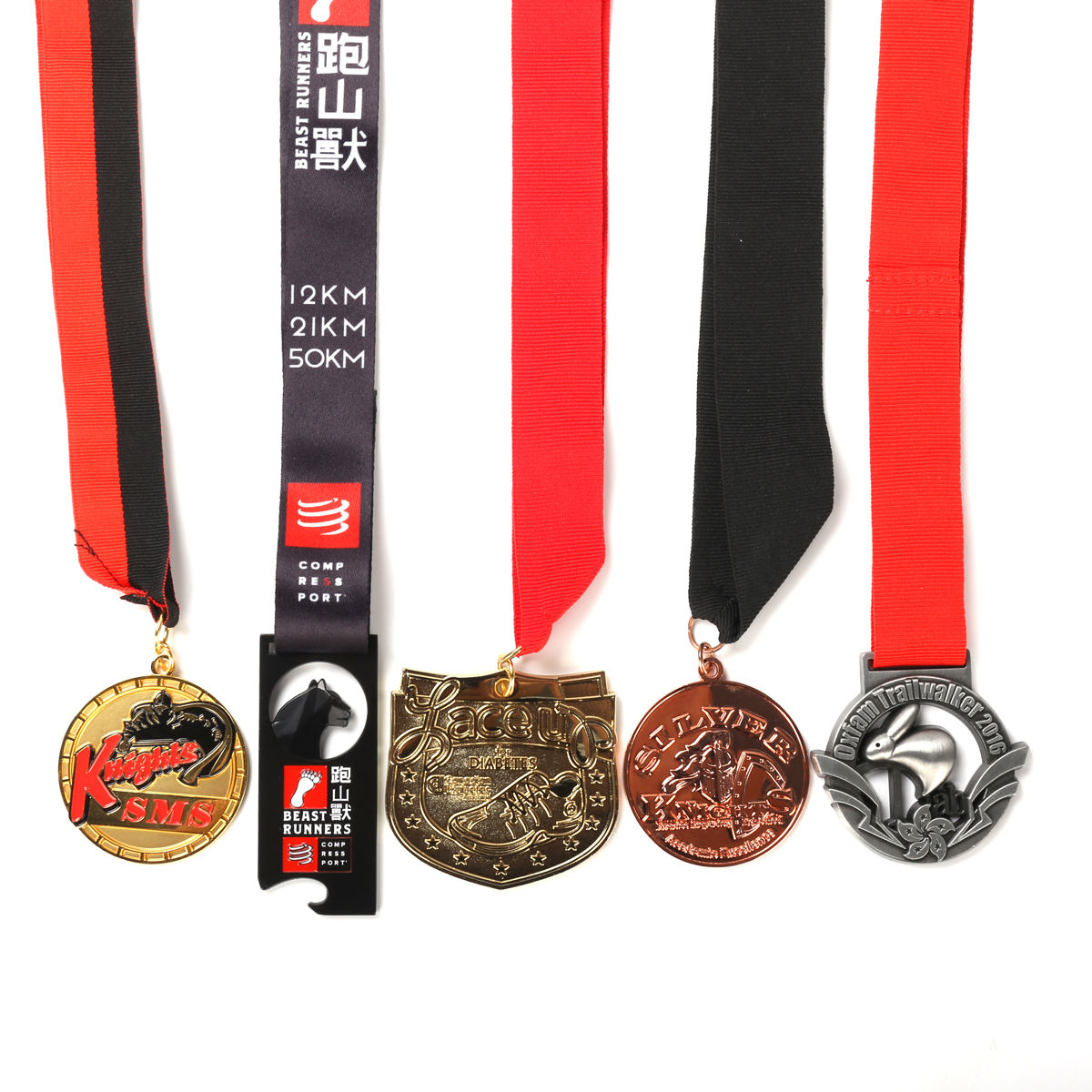 Medalla con logotipo 3D de oro de fútbol personalizado, fabricación OEM, carrera de 5K, premio deportivo de fútbol personalizado de Metal, medallas personalizadas con cinta