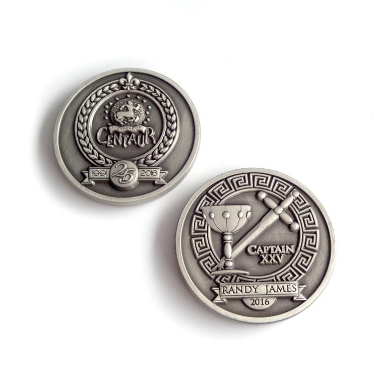 Monedas de desafío antiguas indias de plata de latón de Metal con logotipo personalizado de alta calidad
