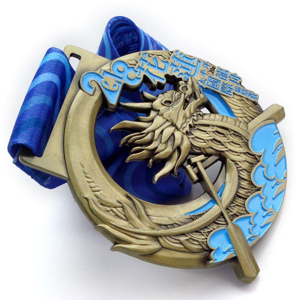 Medalla de premio deportivo de cobre, plata y oro de metal 3d personalizado