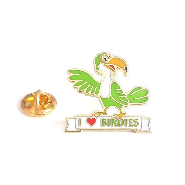 Ningún fabricante de alfileres mínimo Fabricación de metal personalizado Perno de pájaro de solapa de esmalte suave duro personalizado