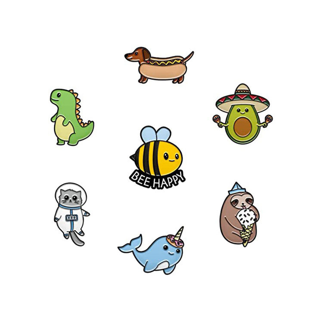 Prendedores de solapa Kawaii esmaltados de dibujos animados de Metal personalizados de fabricación de alta calidad mínima