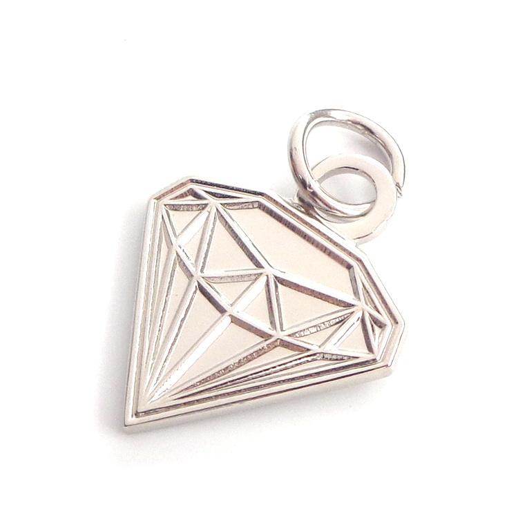 Etiquetas impresas del metal de la forma del diamante de la joyería de plata del regalo por encargo